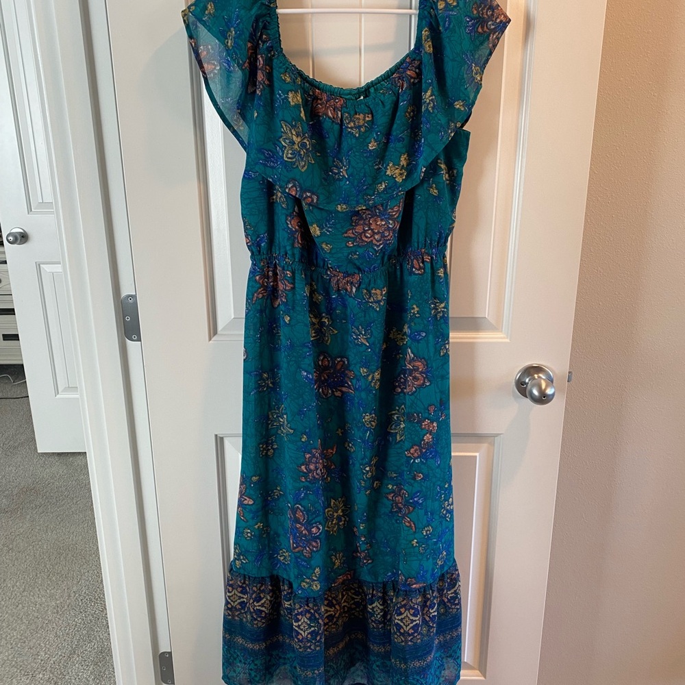 Maurices Teal Floral Maxi Dress